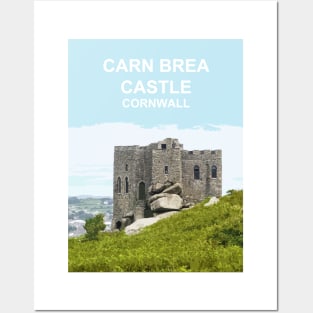 Carn Brea Castle Cornwall.  Cornish gift Kernow Travel location poster, Redruth Posters and Art